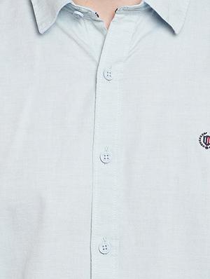 light blue cotton blend casual shirt - 14215329 - Standard Image - 4