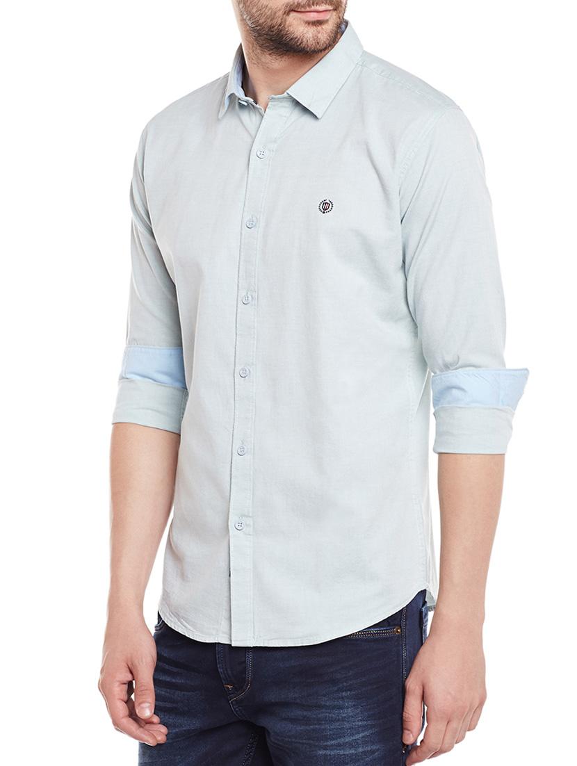 light blue cotton blend casual shirt - 14215329 - Zoom Image - 2
