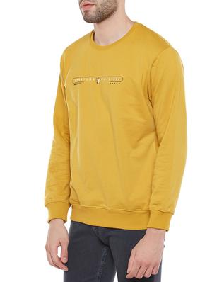 mustard polyester chest print sweatshirt - 14215437 - Standard Image - 2