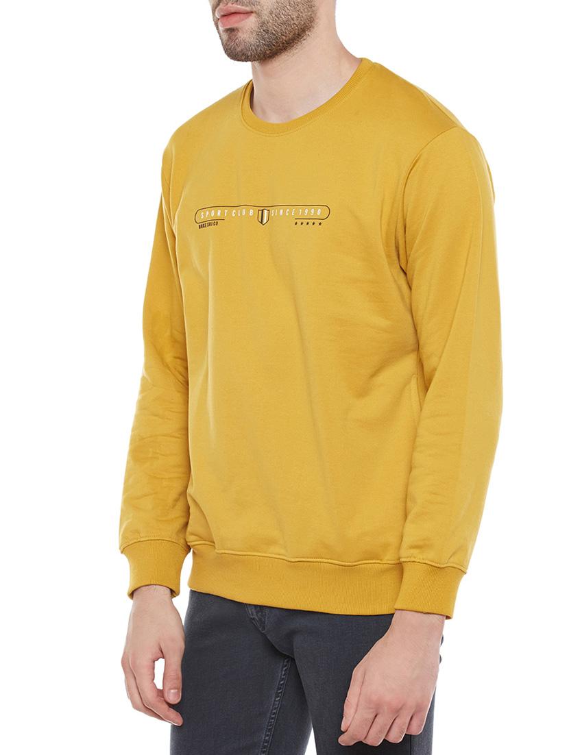 mustard polyester chest print sweatshirt - 14215437 - Zoom Image - 2