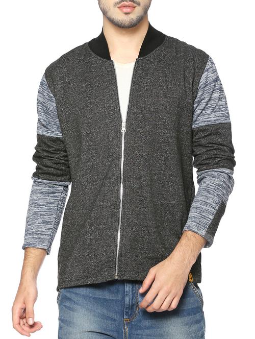 grey color block casual jacket - 14216092 - Standard Image - 1