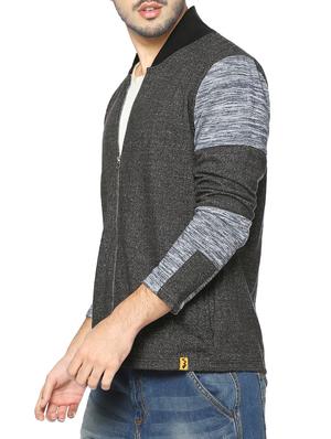 grey color block casual jacket - 14216092 - Standard Image - 2