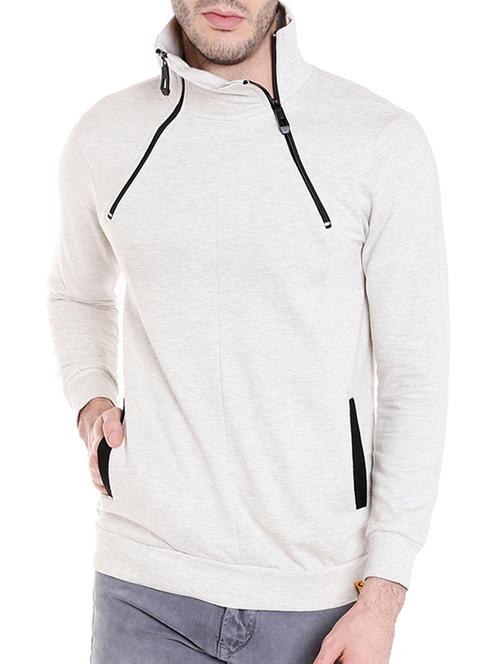 solid off white cotton sweatshirt - 14216140 - Standard Image - 1