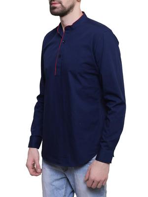 blue cotton short kurta - 14218729 - Standard Image - 2