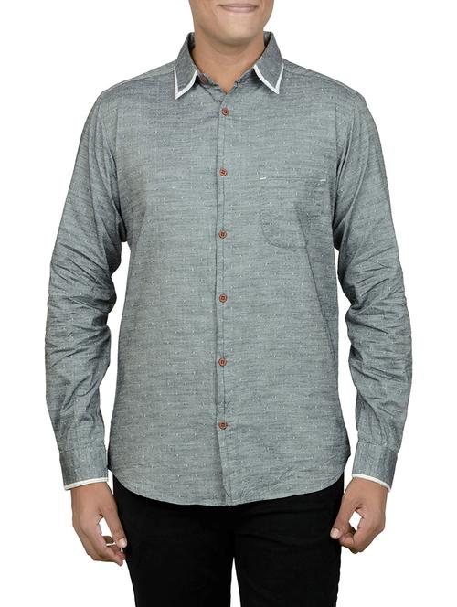 grey cotton casual shirt - 14219045 - Standard Image - 1