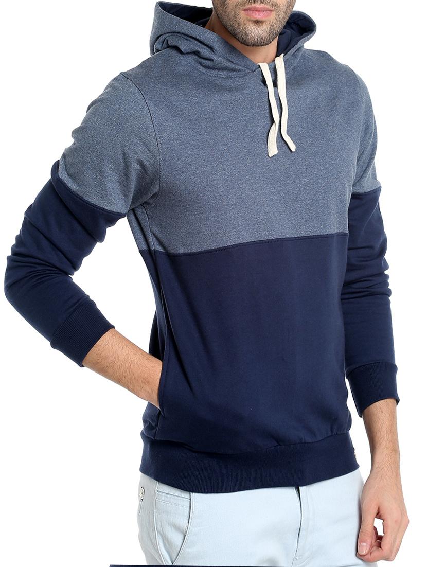 navy blue color block sweatshirt - 14219082 - Zoom Image - 2