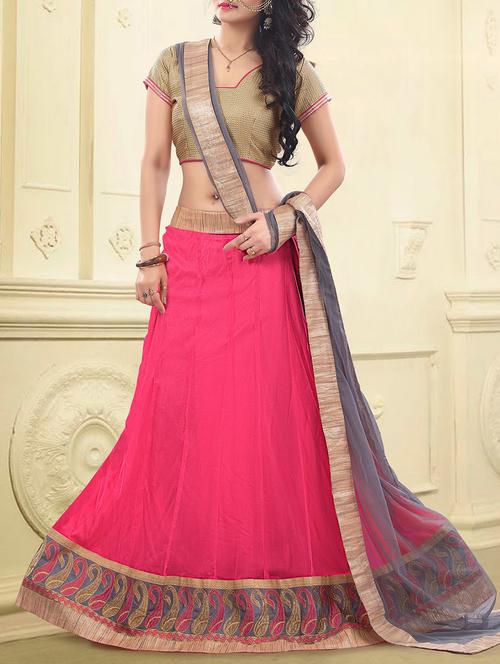 pink net panelled lehenga - 14220097 - Very Small Image - 1
