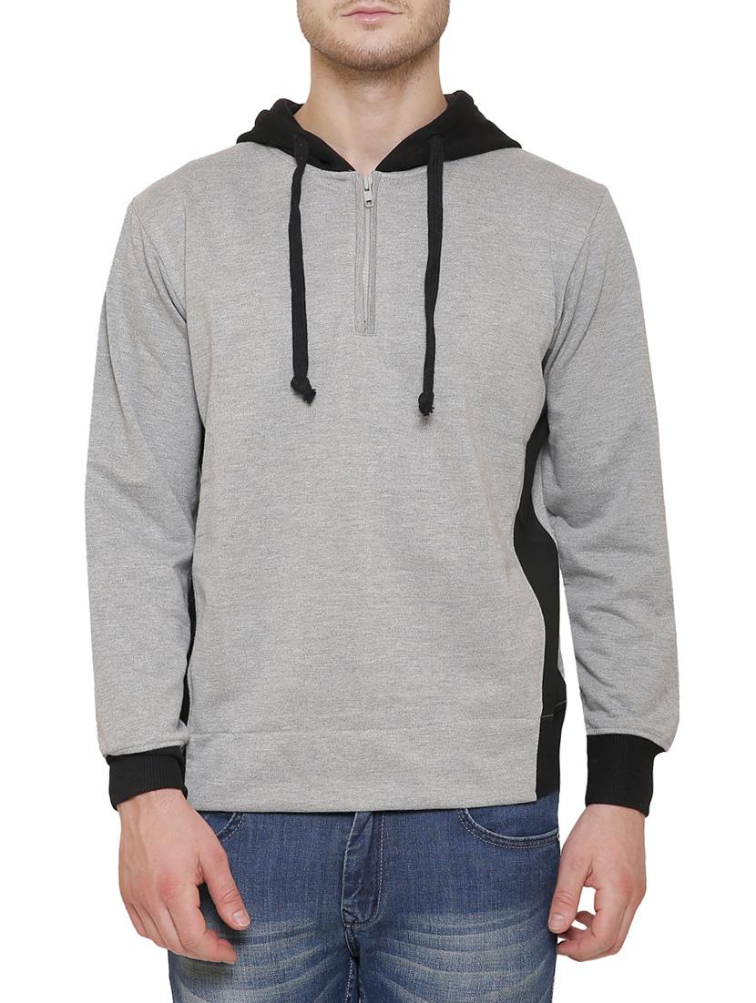 grey colour block cotton sweatshirt - 14221410 - Zoom Image - 1