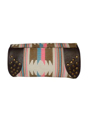 brown silk ethnic clutch - 14222481 - Standard Image - 2