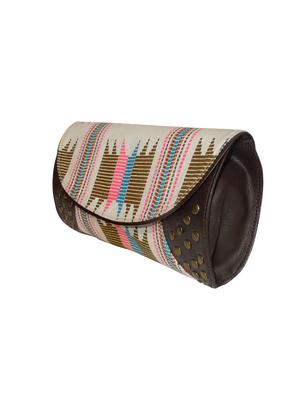 brown silk ethnic clutch - 14222481 - Standard Image - 4