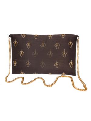 black faux silk ethnic clutch - 14222482 - Standard Image - 2