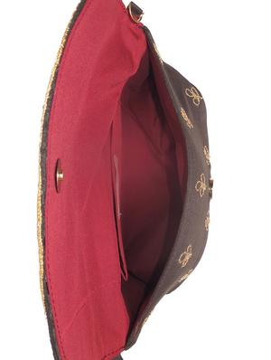 black faux silk ethnic clutch - 14222482 - Standard Image - 3