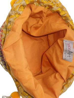 yellow leatherette ethnic potli - 14222490 - Standard Image - 3