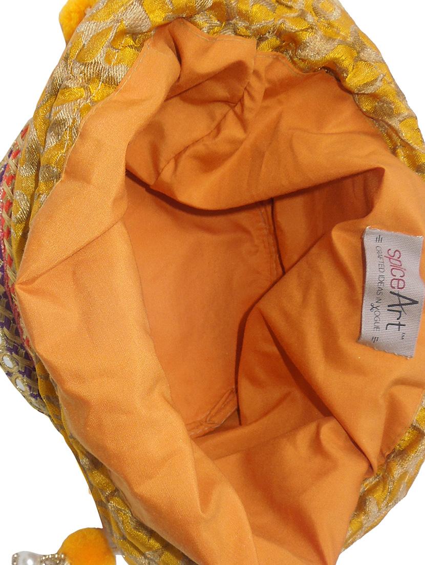 yellow leatherette ethnic potli - 14222490 - Zoom Image - 3