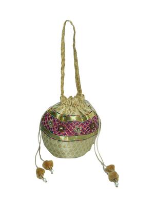gold leatherette ethnic potli - 14222491 - Standard Image - 2