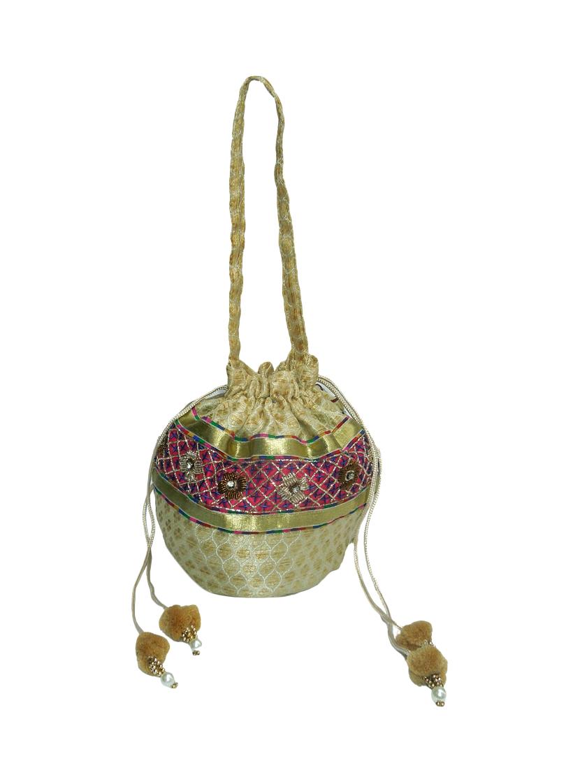 gold leatherette ethnic potli - 14222491 - Zoom Image - 2