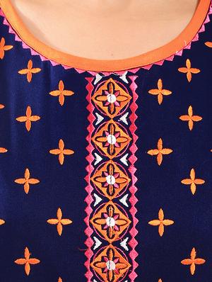 blue rayon straight kurta - 14224110 - Standard Image - 4