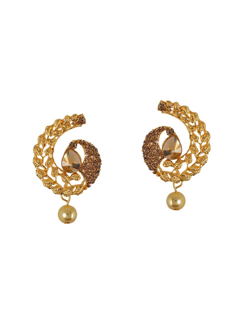 gold metal drop earrings - 14224432 - Zoom Image - 1