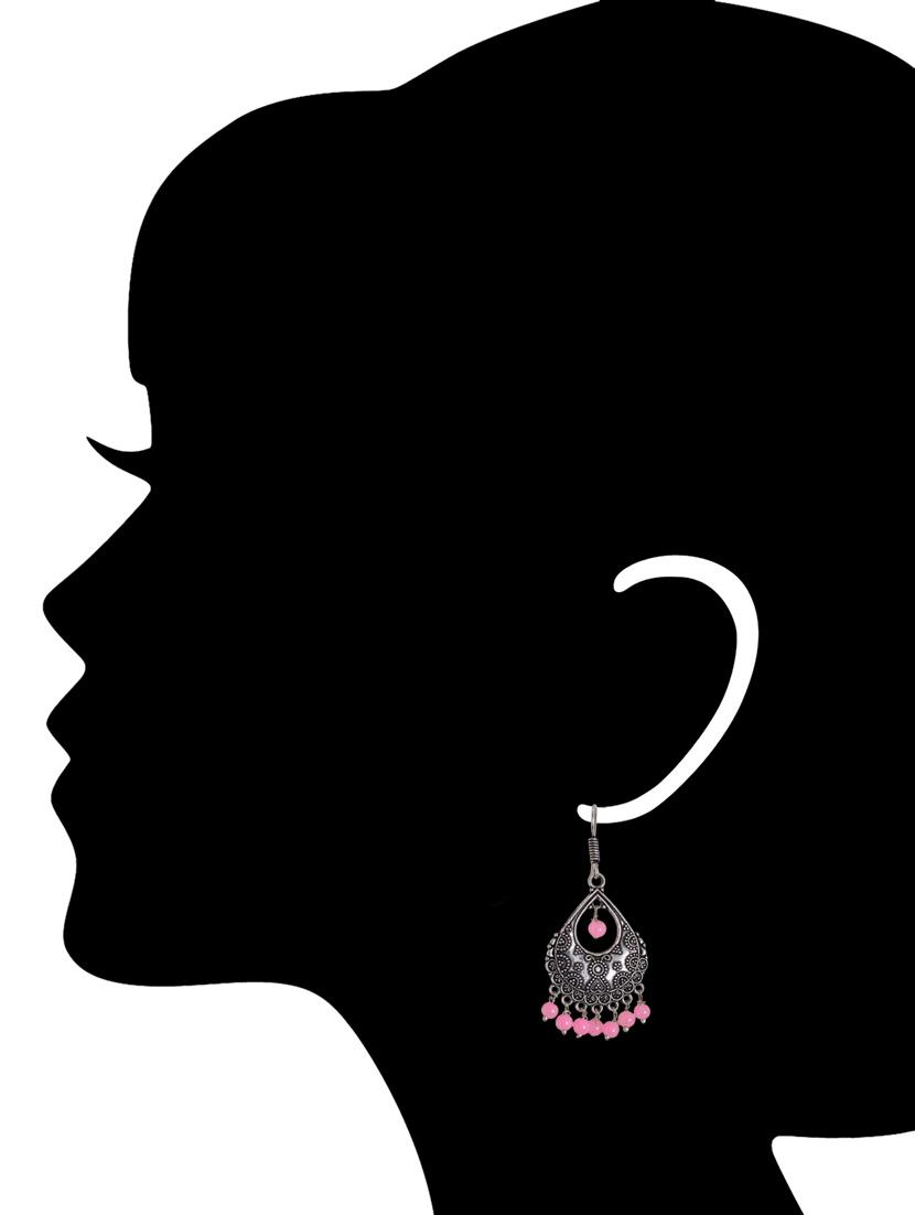 pink metal drop earrings - 14224488 - Zoom Image - 3