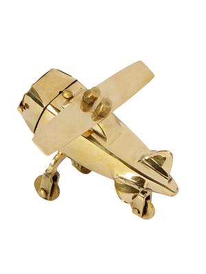 brass antique finish aeroplane table clock - 14224529 - Standard Image - 3