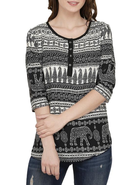 black printed rayon regular top - 14226660 - Zoom Image - 1