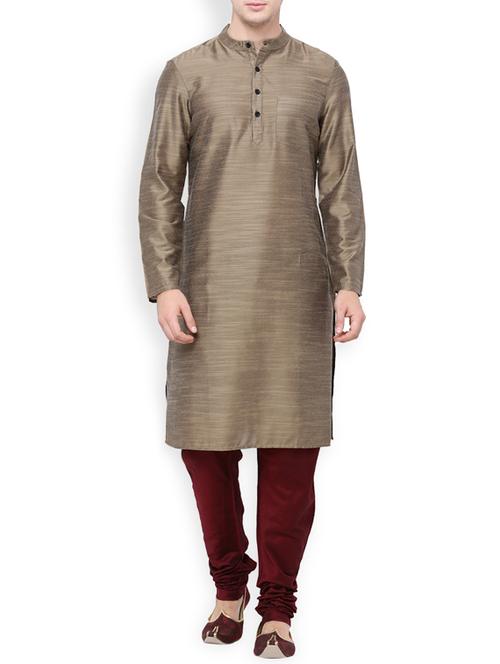 brown rayon kurta payjama set - 14227526 - Standard Image - 1