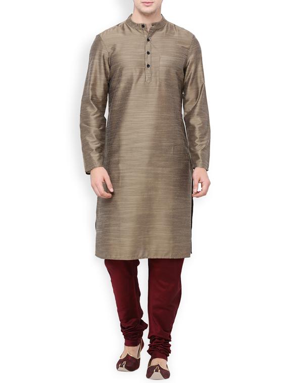 brown rayon kurta payjama set - 14227526 - Zoom Image - 1