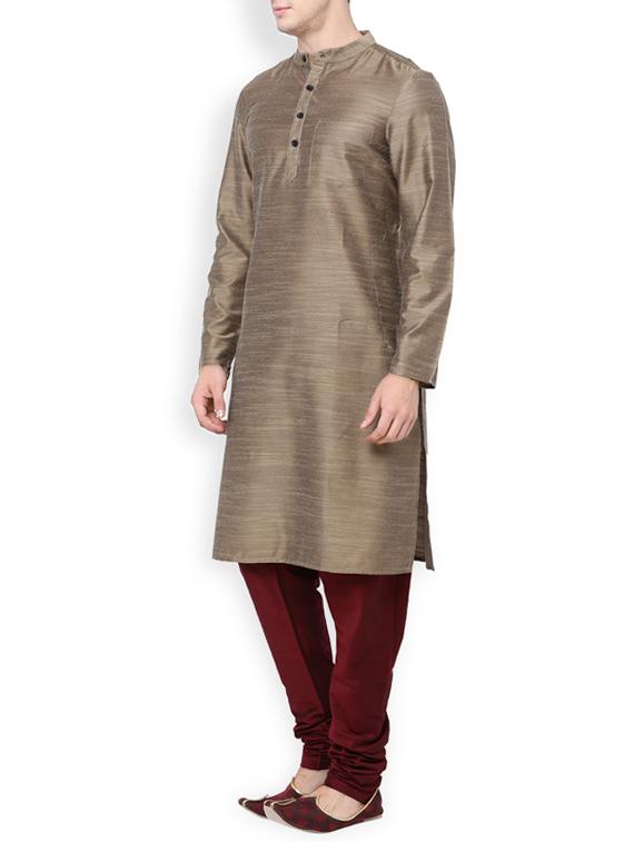 brown rayon kurta payjama set - 14227526 - Zoom Image - 2