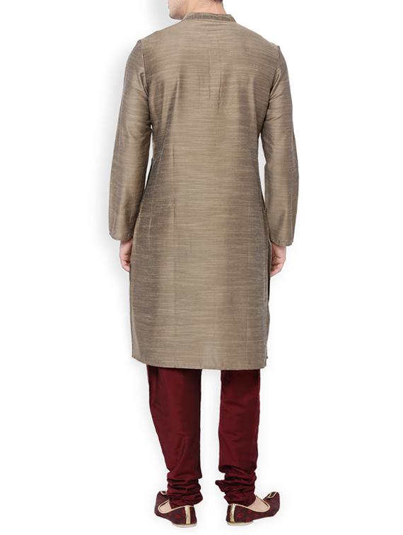 brown rayon kurta payjama set - 14227526 - Zoom Image - 3