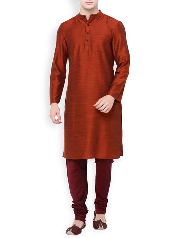 red rayon long kurta - 14227548 - Zoom Image - 1