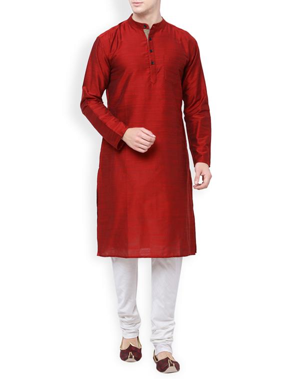 red rayon long kurta - 14227552 - Zoom Image - 1