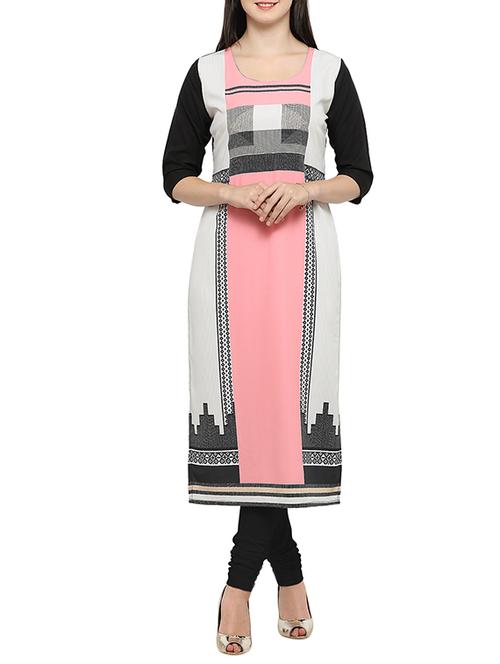 pink crepe straight kurta - 14227718 - Very Small Image - 1