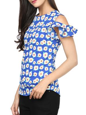 blue printed crepe top - 14227738 - Standard Image - 2