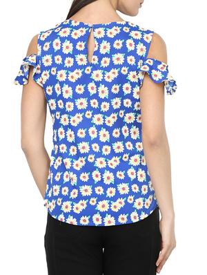 blue printed crepe top - 14227738 - Standard Image - 3
