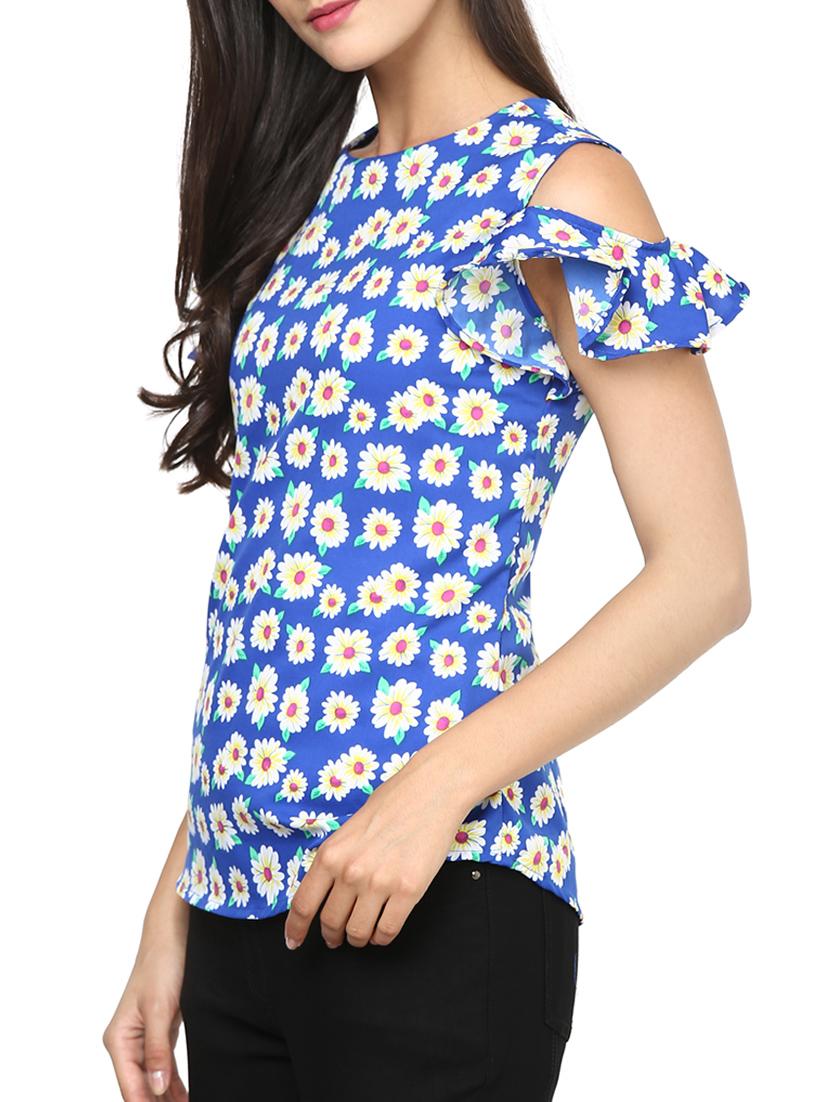 blue printed crepe top - 14227738 - Zoom Image - 2