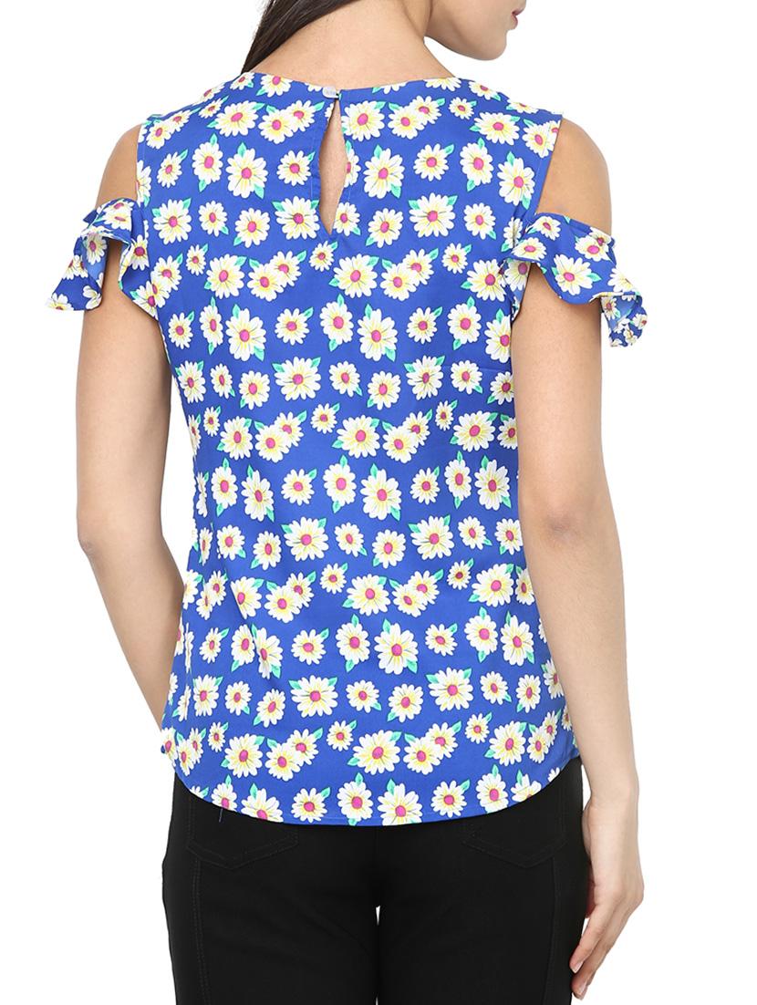 blue printed crepe top - 14227738 - Zoom Image - 3