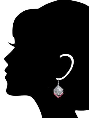 red silver plated drop earrings - 14228835 - Standard Image - 3