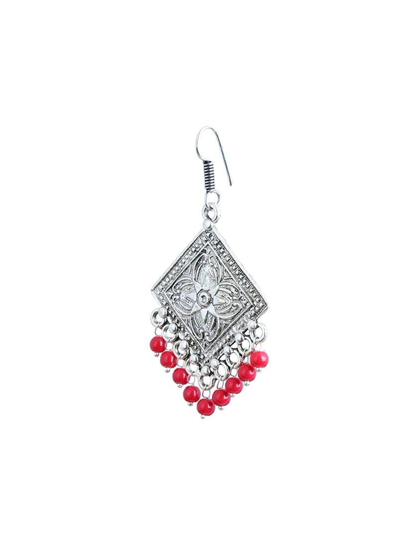 red silver plated drop earrings - 14228835 - Zoom Image - 2