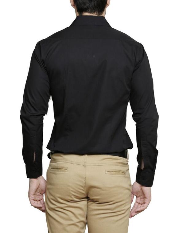 black cotton casual shirt - 14229085 - Zoom Image - 3