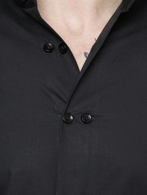 black cotton casual shirt - 14229085 - Zoom Image - 4