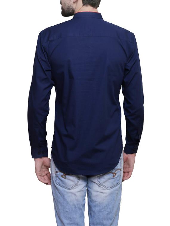 navy blue solid short kurta - 14232799 - Zoom Image - 3