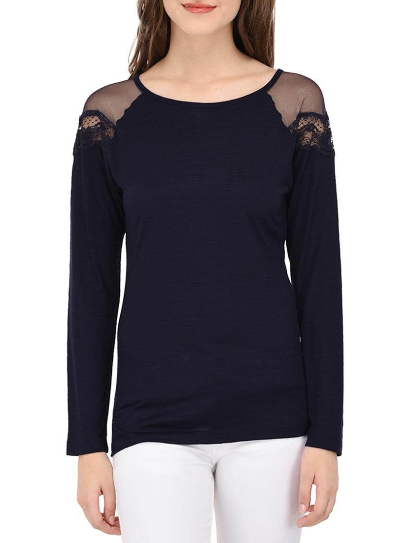 navy blue viscose regular top - 14233323 - Zoom Image - 1
