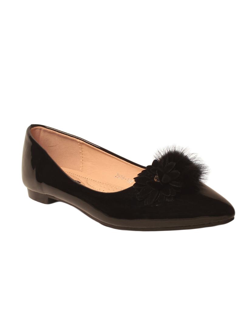black faux leather slip on ballerina - 14233996 - Zoom Image - 1