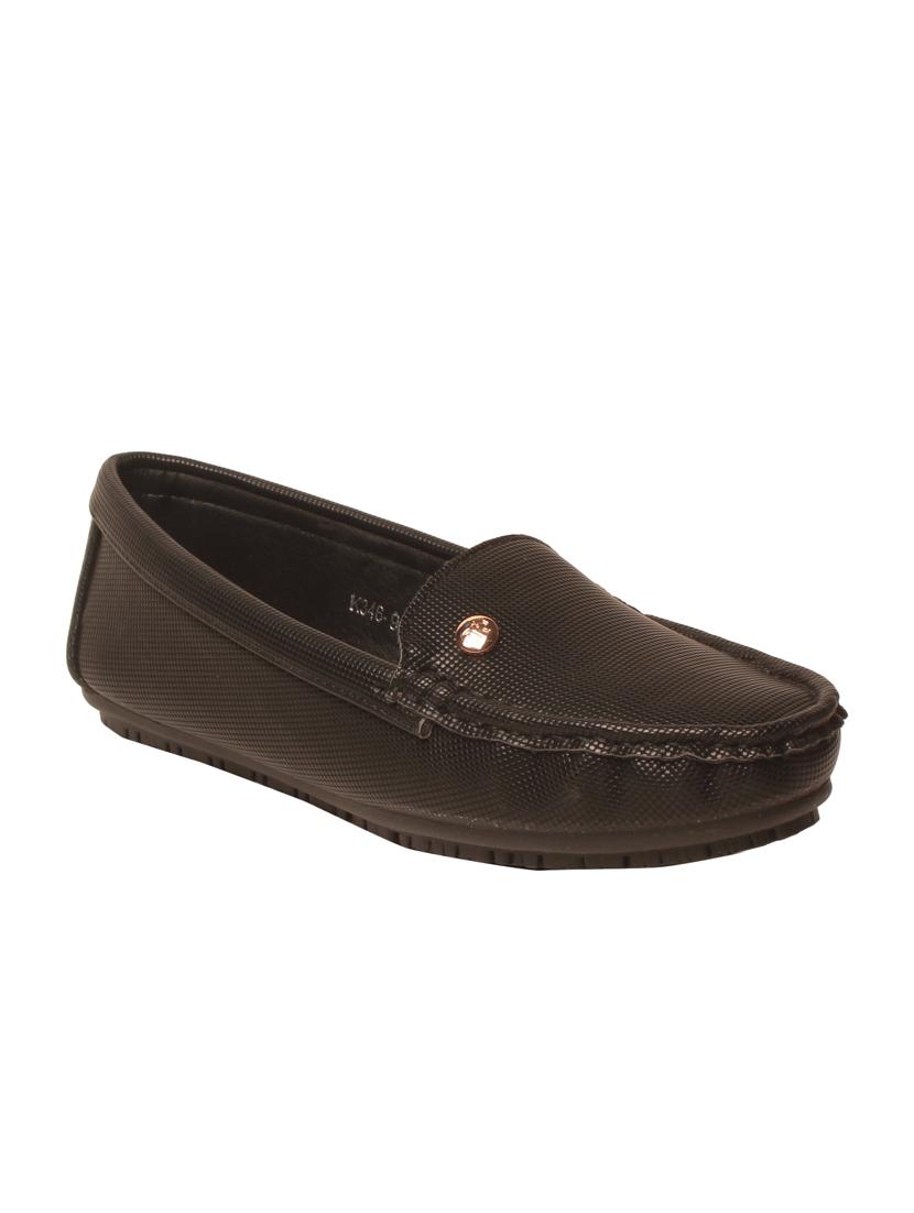 black faux leather slip on loafers - 14234028 - Zoom Image - 1