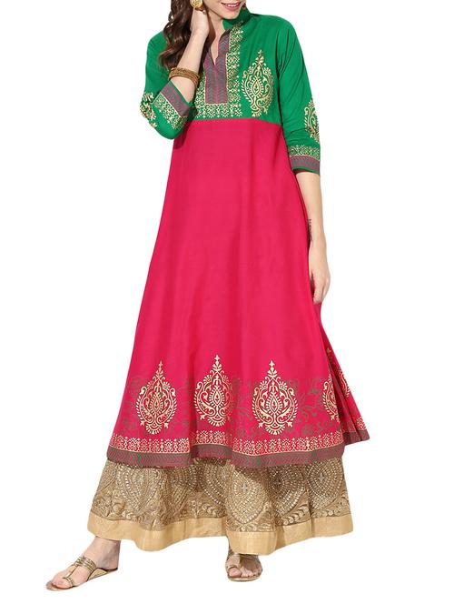 pink cotton a-line kurta - 14236321 - Standard Image - 1
