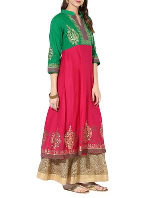 pink cotton a-line kurta - 14236321 - Standard Image - 2