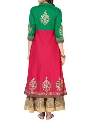 pink cotton a-line kurta - 14236321 - Standard Image - 3