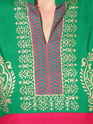 pink cotton a-line kurta - 14236321 - Standard Image - 4
