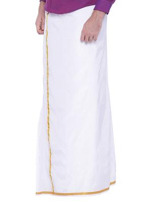 white silk lungi dhoti - 14236750 - Standard Image - 2