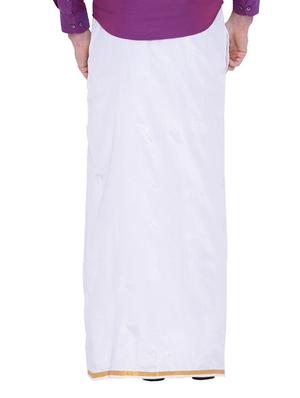 white silk lungi dhoti - 14236750 - Standard Image - 3